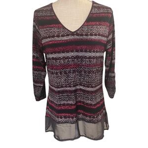 1 Piece, Medium Layered Look Top w/ 3/4 Sleeves, Scoop V Neck, New Directions